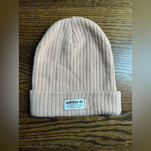 Adidas original ribbed beanie OS beige NWOT - Picture 1 of 4